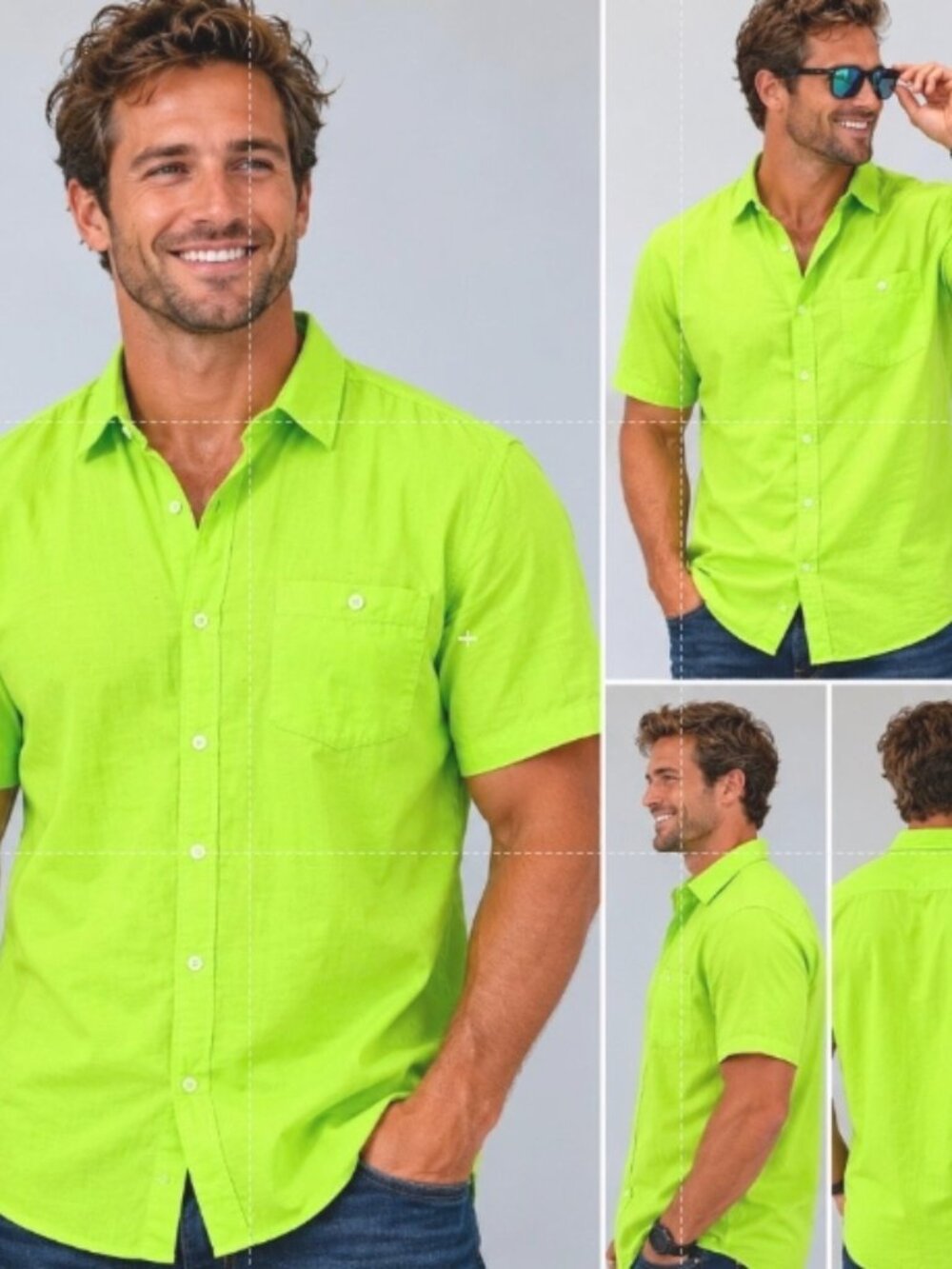 C22 American Eagle Florescent Yellow Button Down Slim Fit Shirt, XL